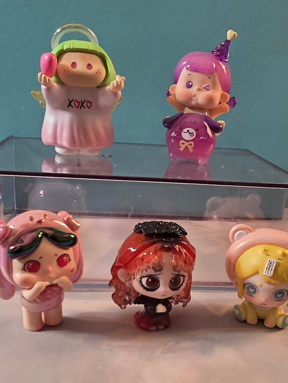 Cute Assorted Kids Toy Figures Set - Pink, Purple, Green, Red, Yellow